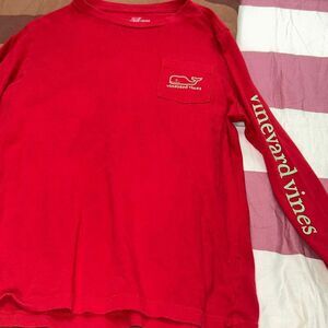 Vineyard vines boys red tshirt with lime green sz m 12/14